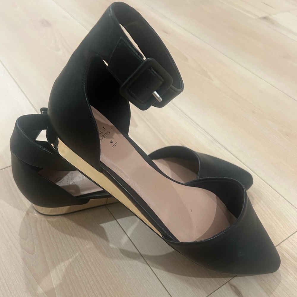 Call It Spring Black Ankle Strap Flat Shoes